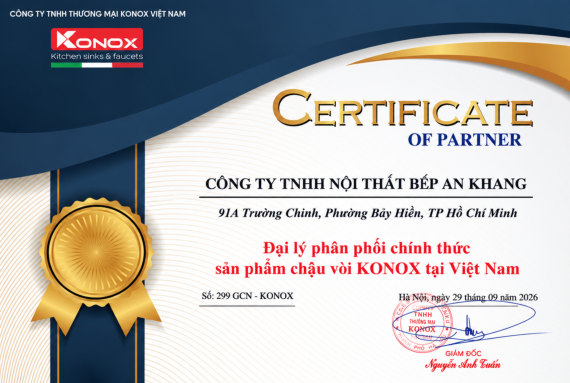 Chứng Nhận Đại Lý Chính Hãng Konox x Bếp An Khang